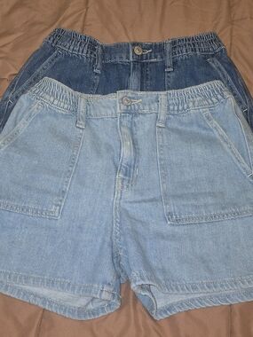 Old Navy Girls Two-Tone Denim Cargo Shorts -Light Blue & Dark Blue 2pack-sz 14